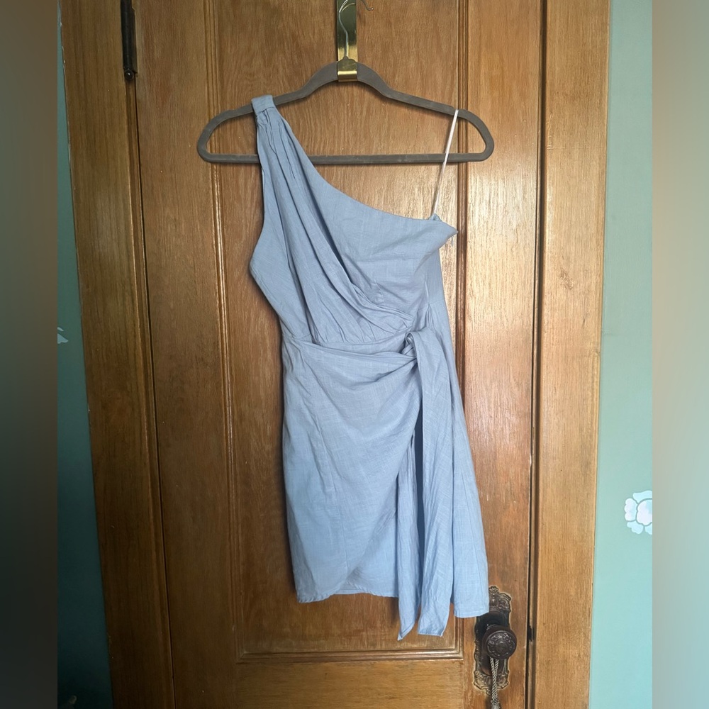 Cotton one shoulder wrap dress - Picture 6 of 12